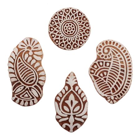 Set of 4 Piece New Mix Wooden Printing Block